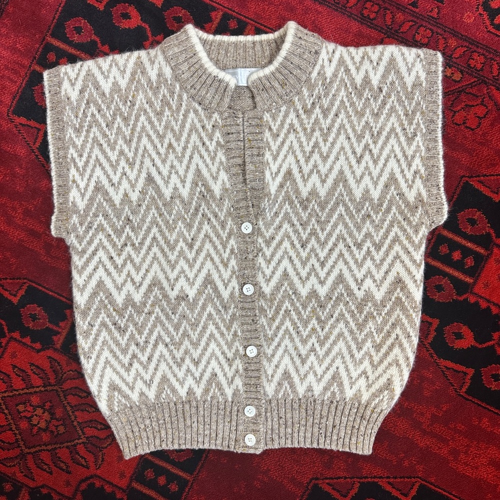 Vintage Evan Picone Chevron Knit Button-Up Vest🍦
